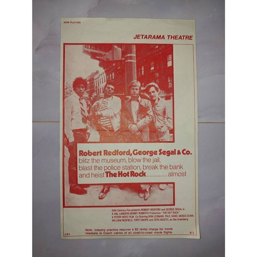 United Airlines 1970s In-flight "The Hot Rock" Jeterama Theatre Program